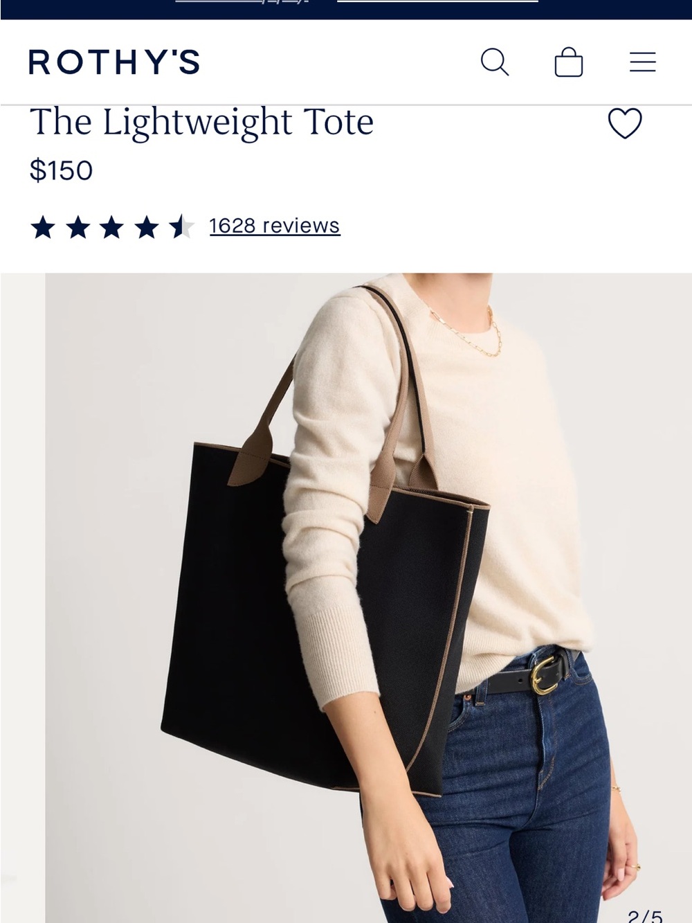 Rothy’s The Lightweight Tote in Black Portobello